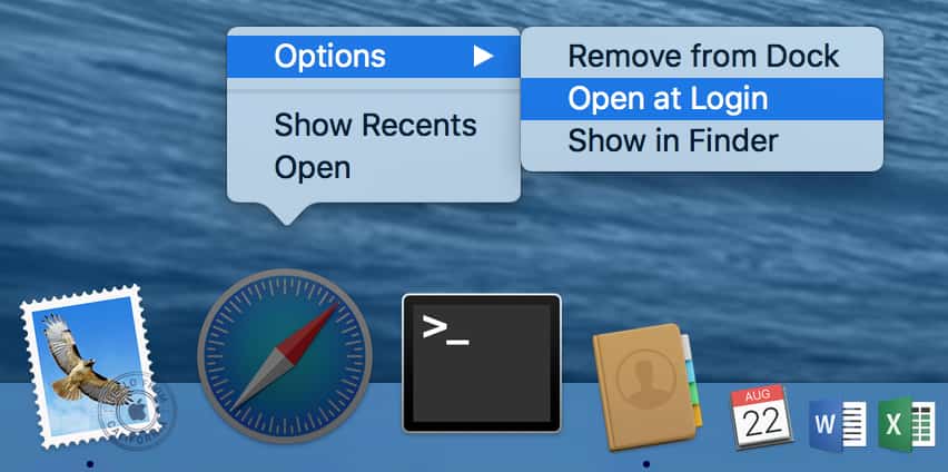 to open automatically when you log into your Mac OS X: Opening an App When You Log In