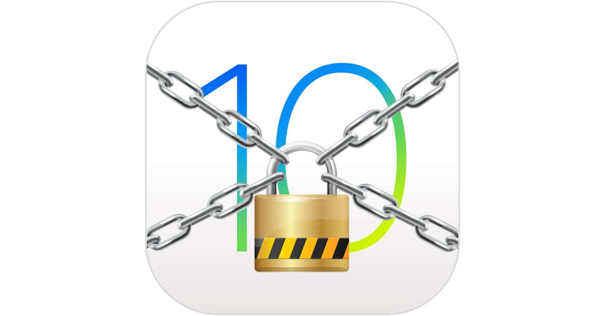 iOS 10 with lock and chain