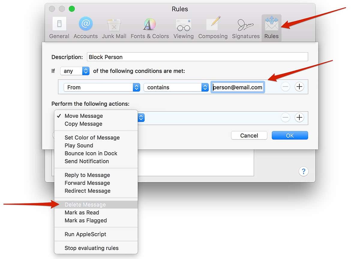 how to block an email on apple ipad