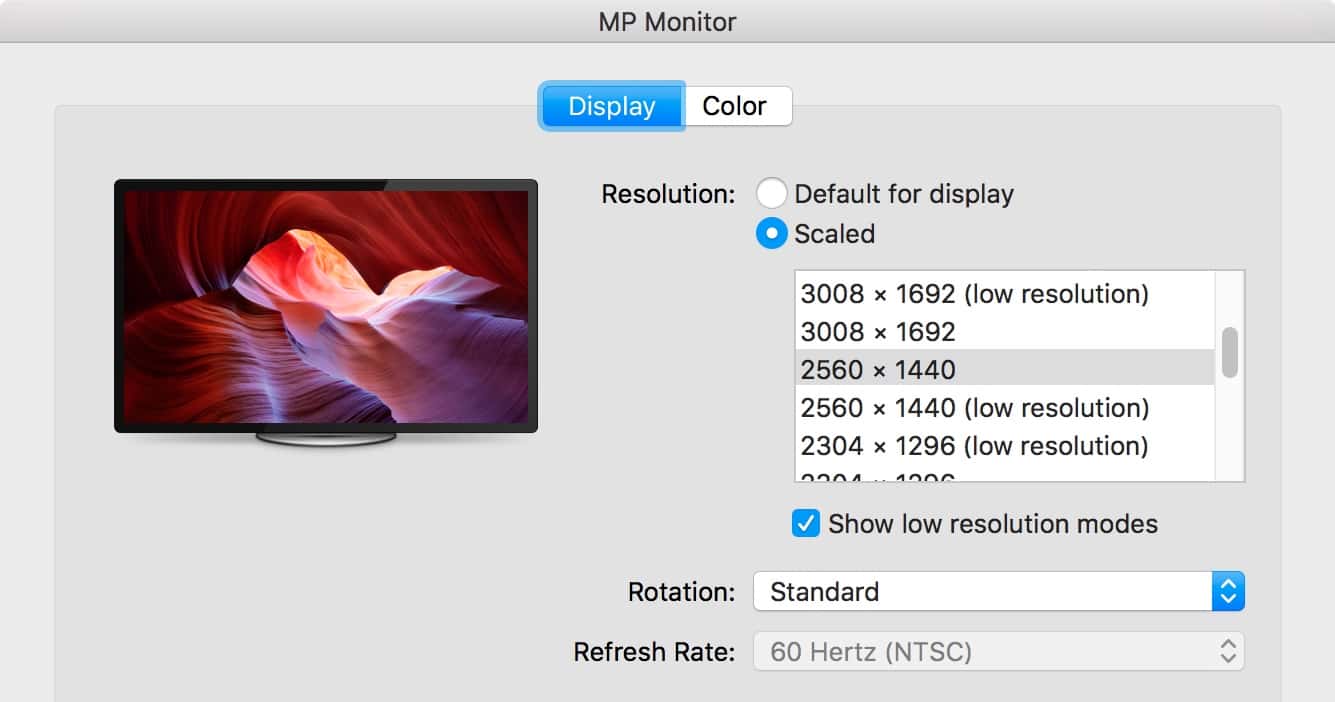 set resolution for dual monitor on mac 2560