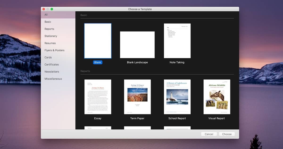 Pages for macOS Always Start New Documents With Specific Template