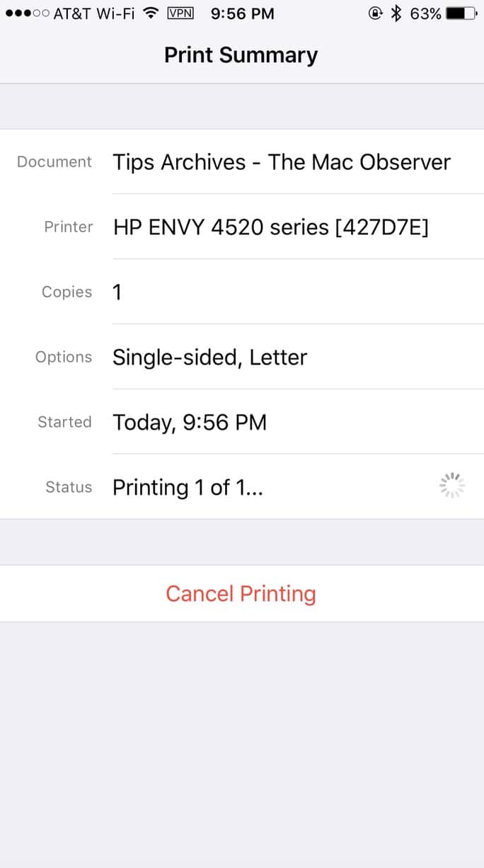 iOS: to See Your Print Queue Cancel a Print Job!) The Mac Observer