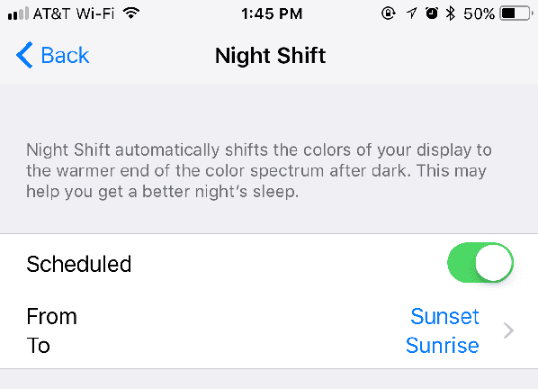night shift mac how warm