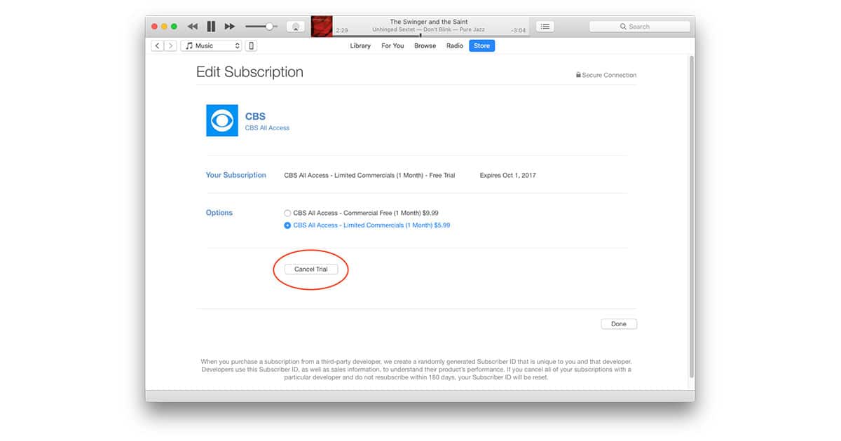 cancel itunes subscription on your mac