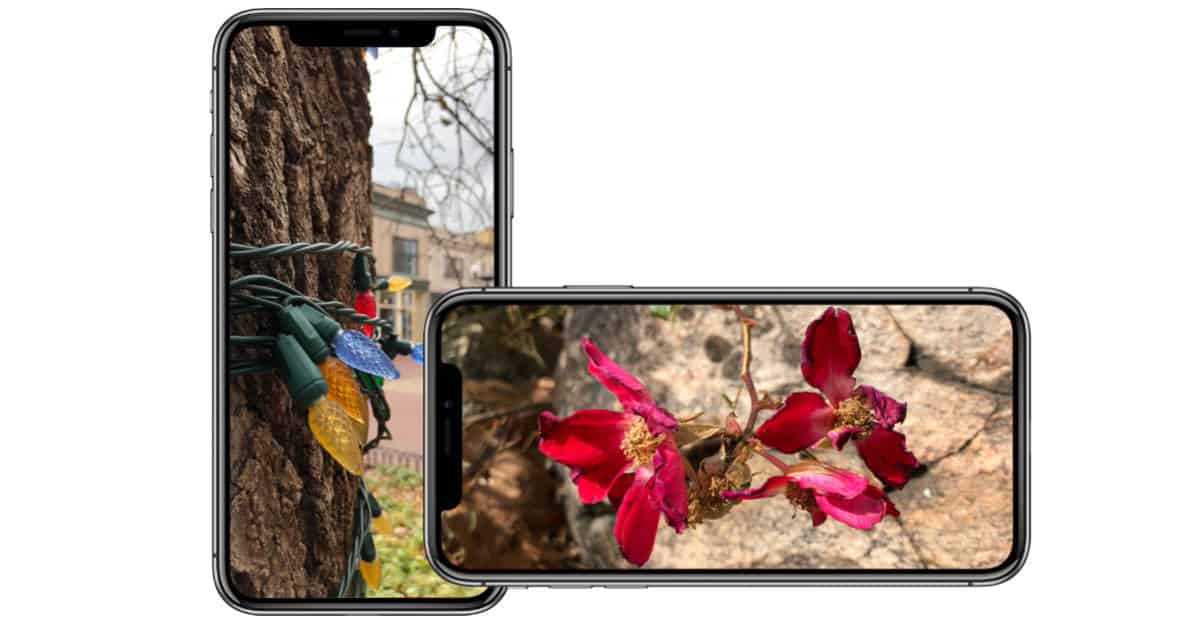 iPhone X showing photos in portrait and landscape mode