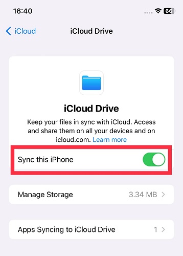 sync iPhone with iCloud