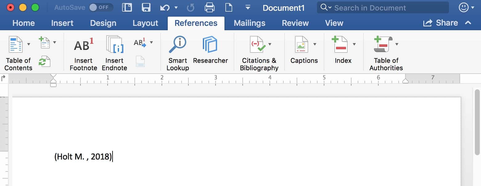 entering citations and references using ms word on mac