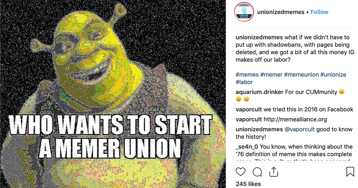Some Instragram Meme Accounts Want to Unionize