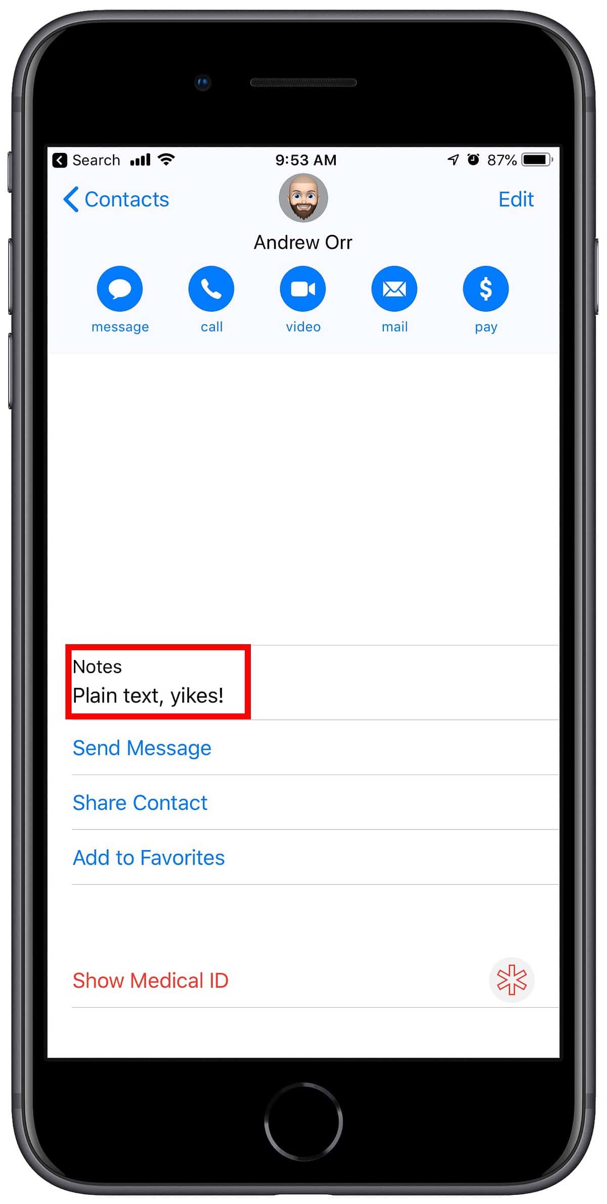 iOS 13 Locks Down Private Notes in Contacts - The Mac Observer
