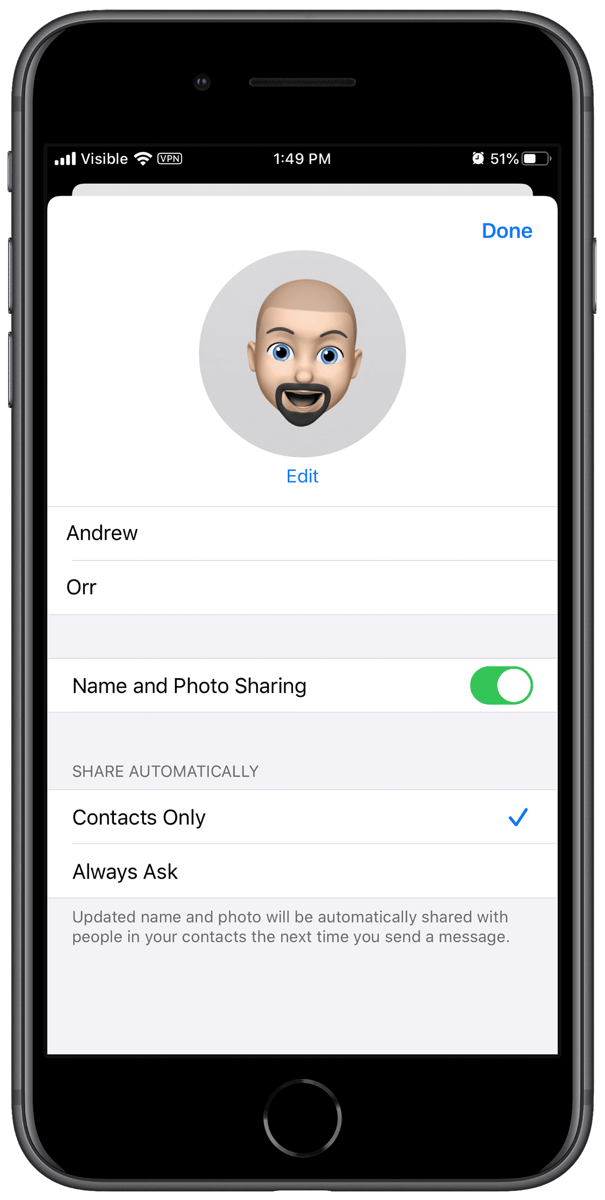 IOS 13 Add An IMessage Name And Photo The Mac Observer