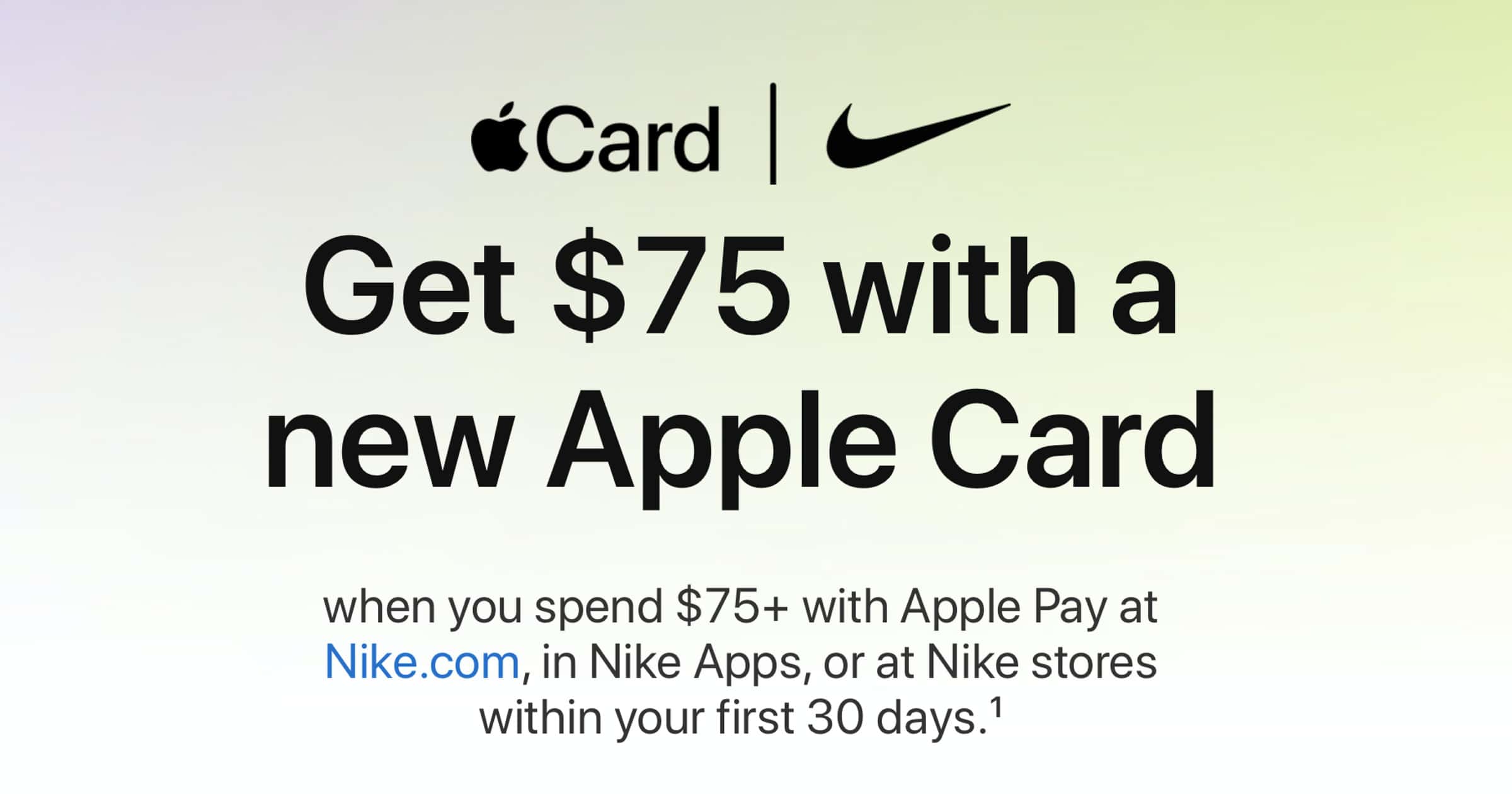 Apple Card Offer – $75 Cash Back at Nike