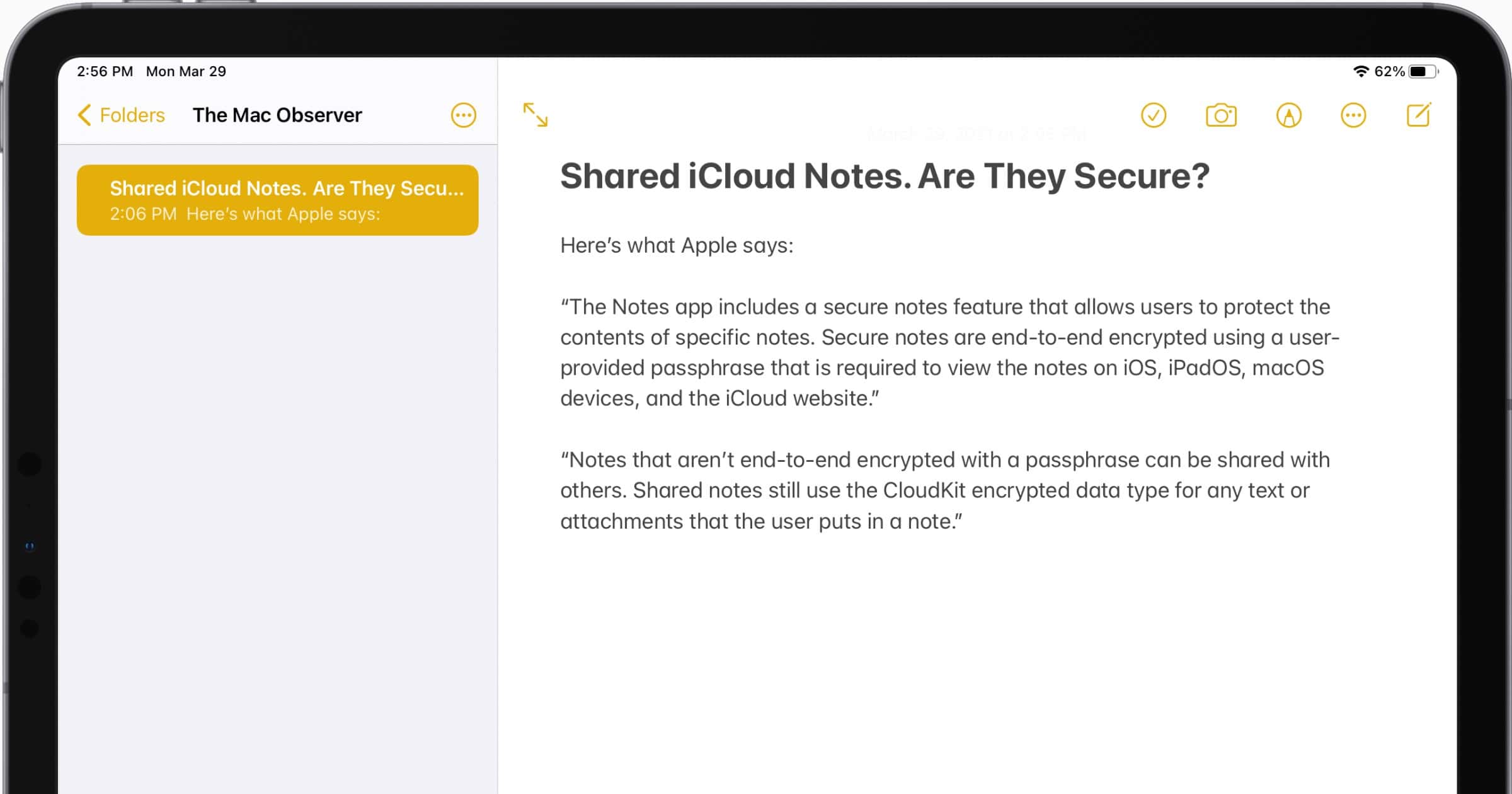 iCloud Security and Using Apple Notes as a Secret Messenger