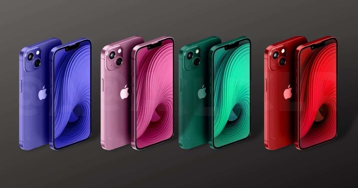 Gamme complète d'options de couleurs pour iPhone 14 détaillées dans une