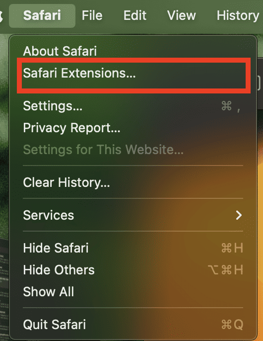 safari has no extensions
