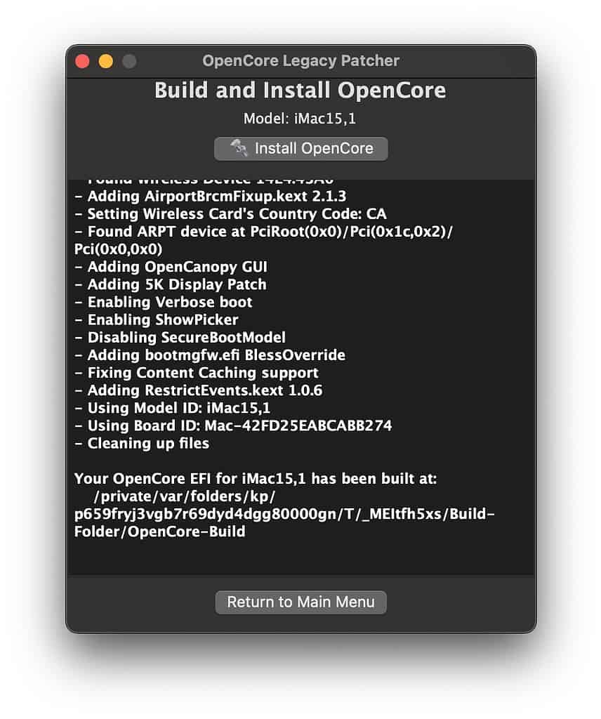 opencore legacy patcher os update