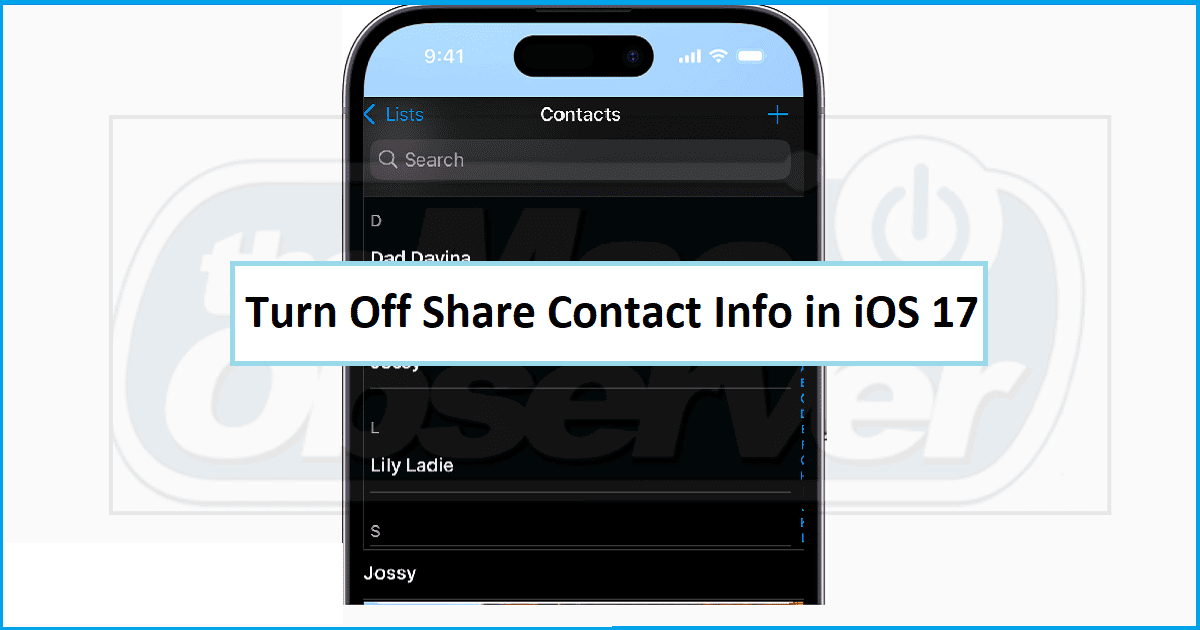 IOS 17 How To Turn Off Contact Sharing On IPhone The Mac Observer