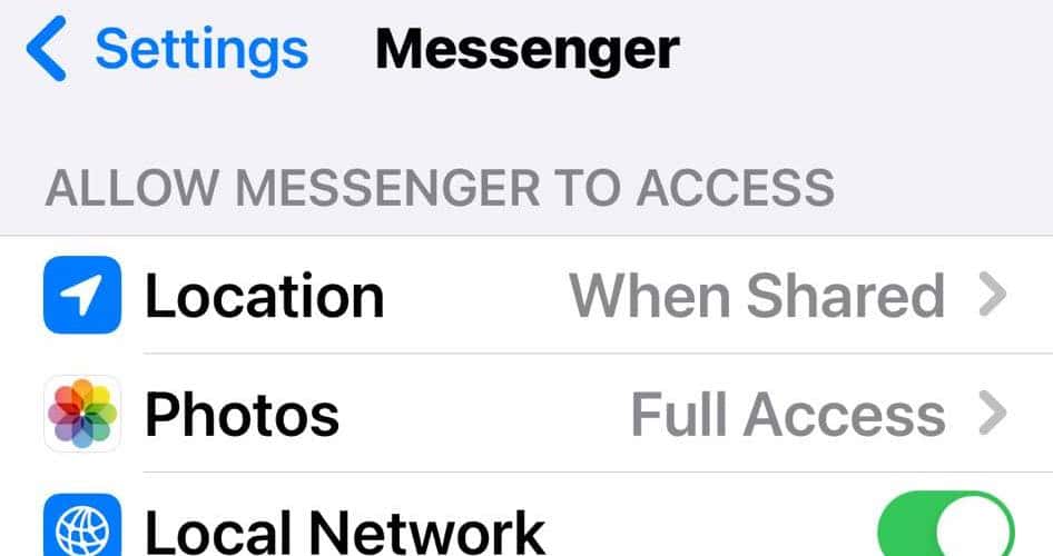 Adjusting the Messenger Settings on iPhone