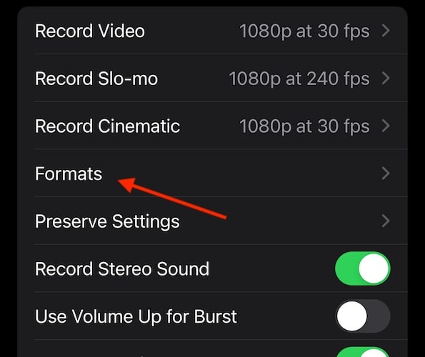 ProRAW Options iOS 17 Tap Formats
