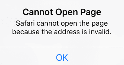 Fixed: Safari Cannot Open The Page Because The Address Is Invalid