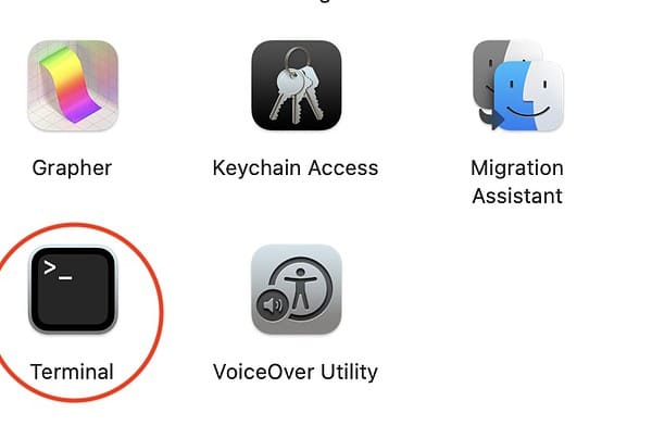 Finding Terminal App on Mac Finder