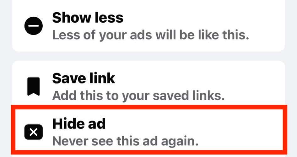 Hide and Block Facebook Ads on iPhone Individually