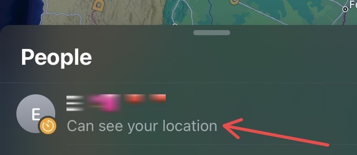 Screenshot showing a list of friends who can see your location