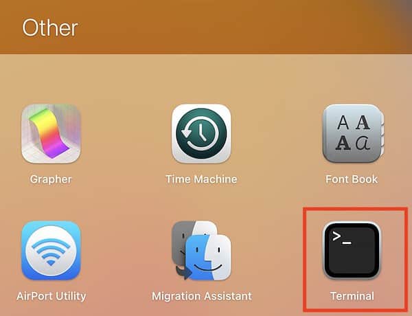 Opening Terminal App through Launchpad Mac