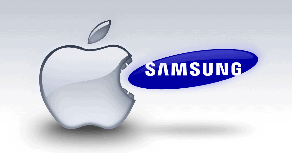 Apple and Samsung logos
