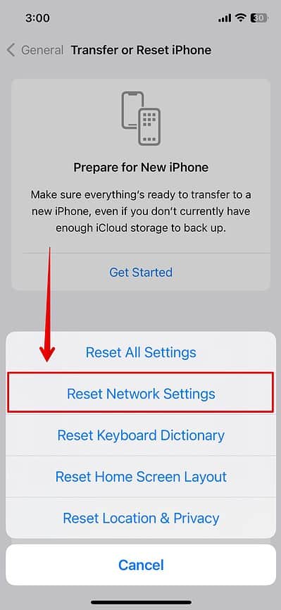 Reset Network Settings