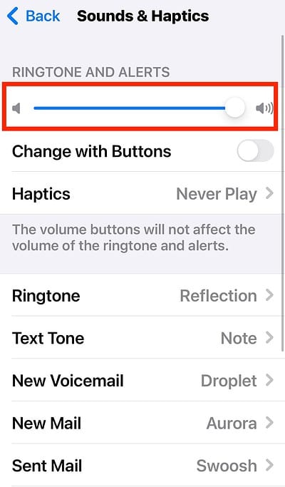 Turn Up Ringer Volume Slider Because No Ringtone on iPhone