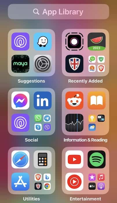 The App Library Section on Last Slide of iPhone Home Screen