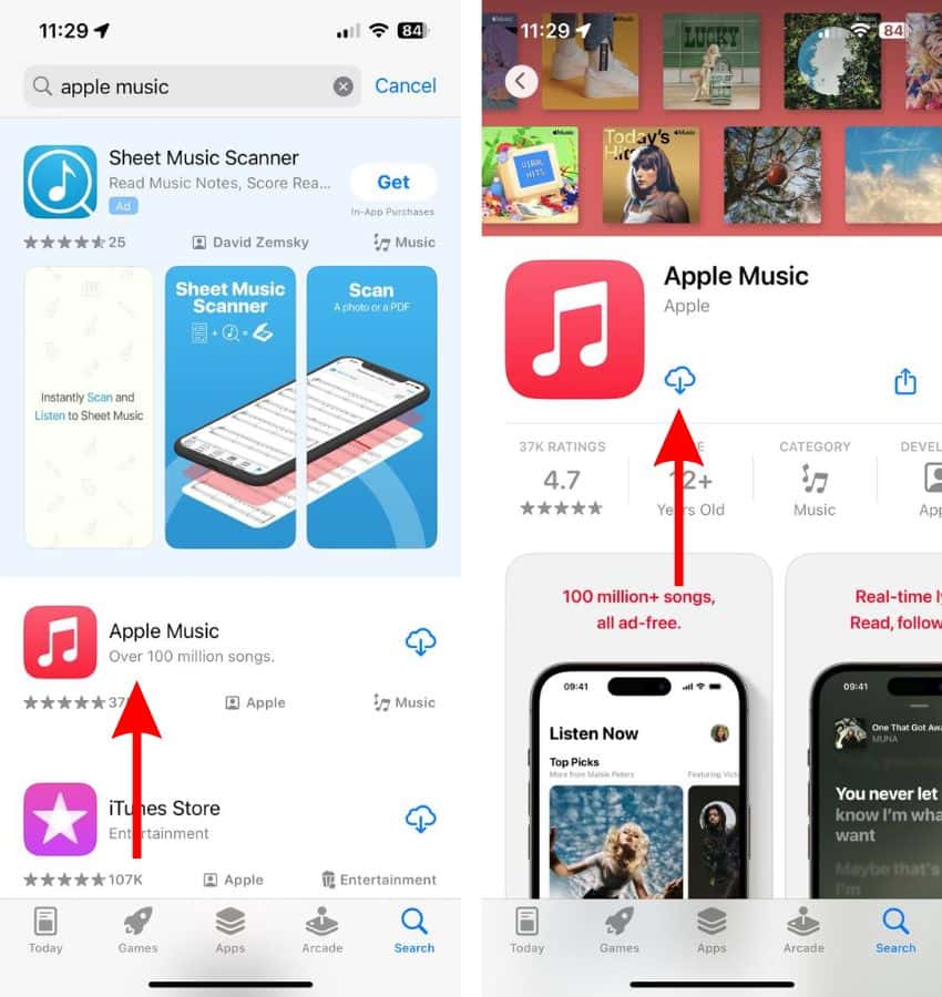 Install Apple Music on iPhone