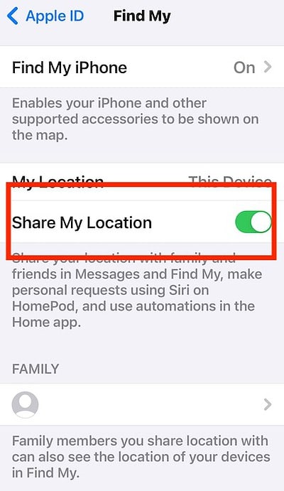 Share My Location Toggle Button Find My