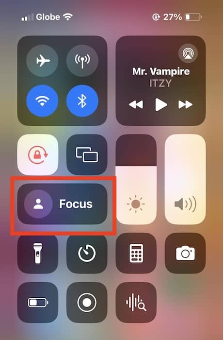 Focus Mode Shortcut on iOS Control Center