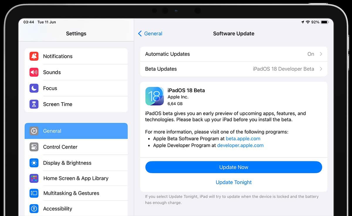 iPadOS Developer Beta Update