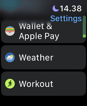 Select Workout on your Apple Watch Settings