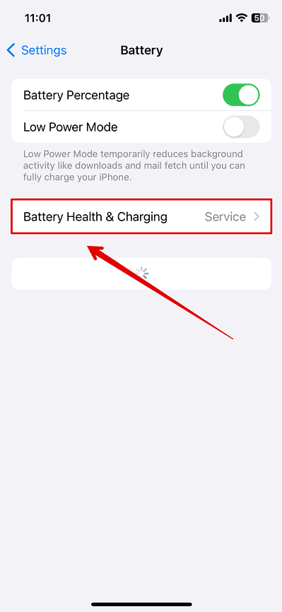 Go to battery health and charging