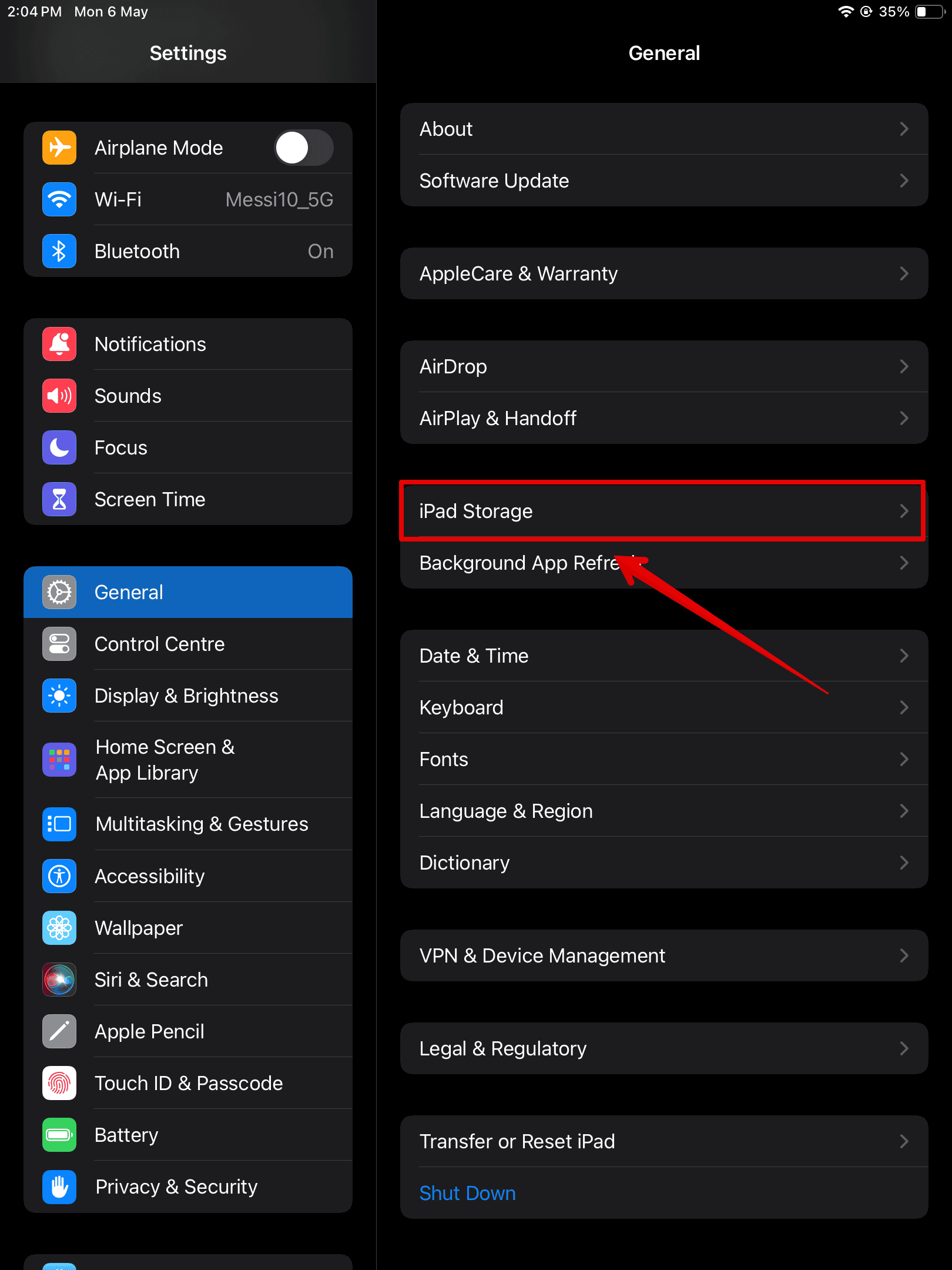 Open iPad Storage