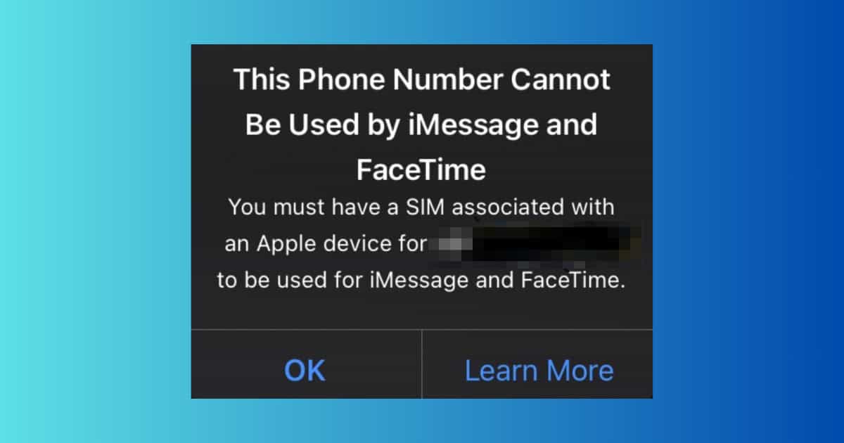 Featured Image for Phone Number Can't be Usued by Messages or FaceTime article
