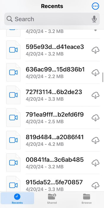 Sifting Through Recents Folder iPhone Files