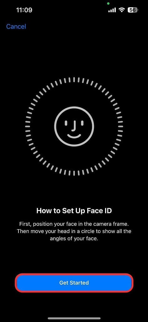 Set up Face ID Again