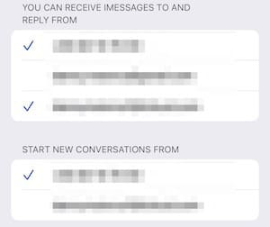 Tick different numbers in iMessage
