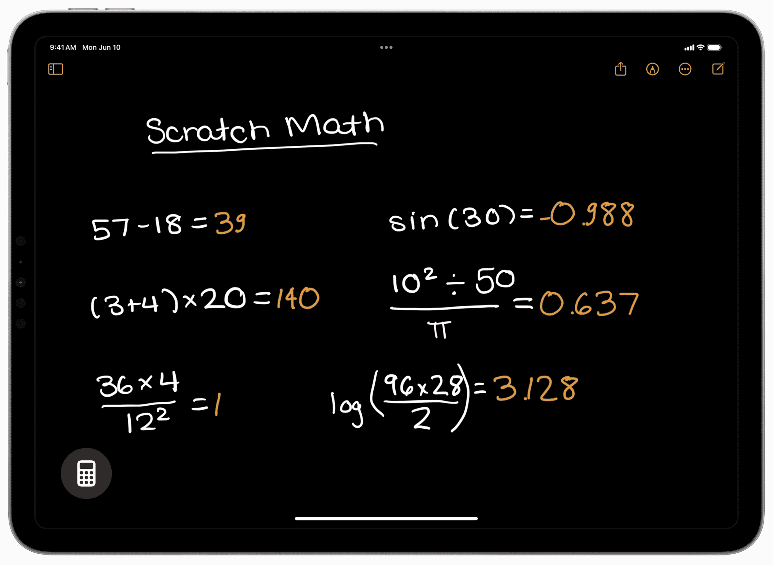 Math Notes in Calculator for iOS 18 and iPadOS 18.