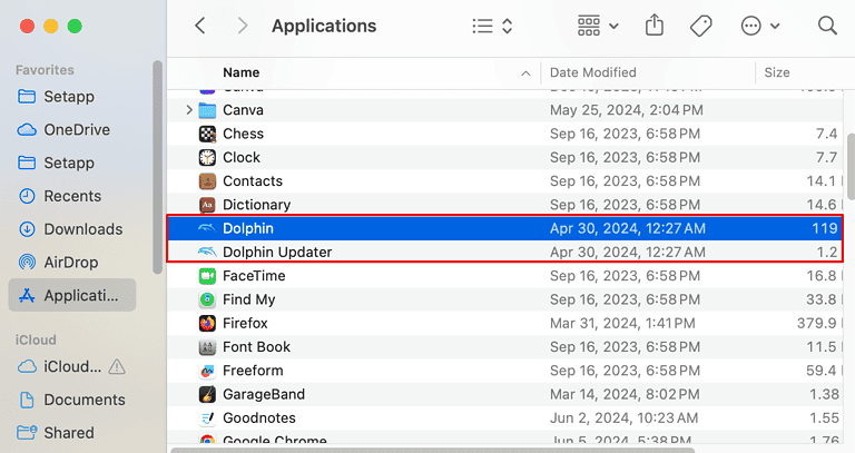 Add the emulator files to Applications folder
