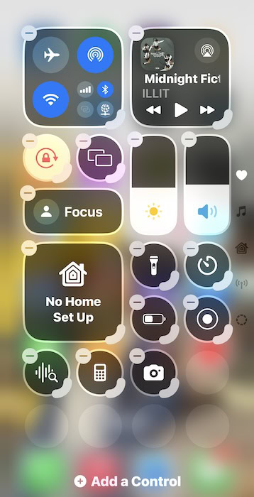 Checking the Control Center Icons Adjusted