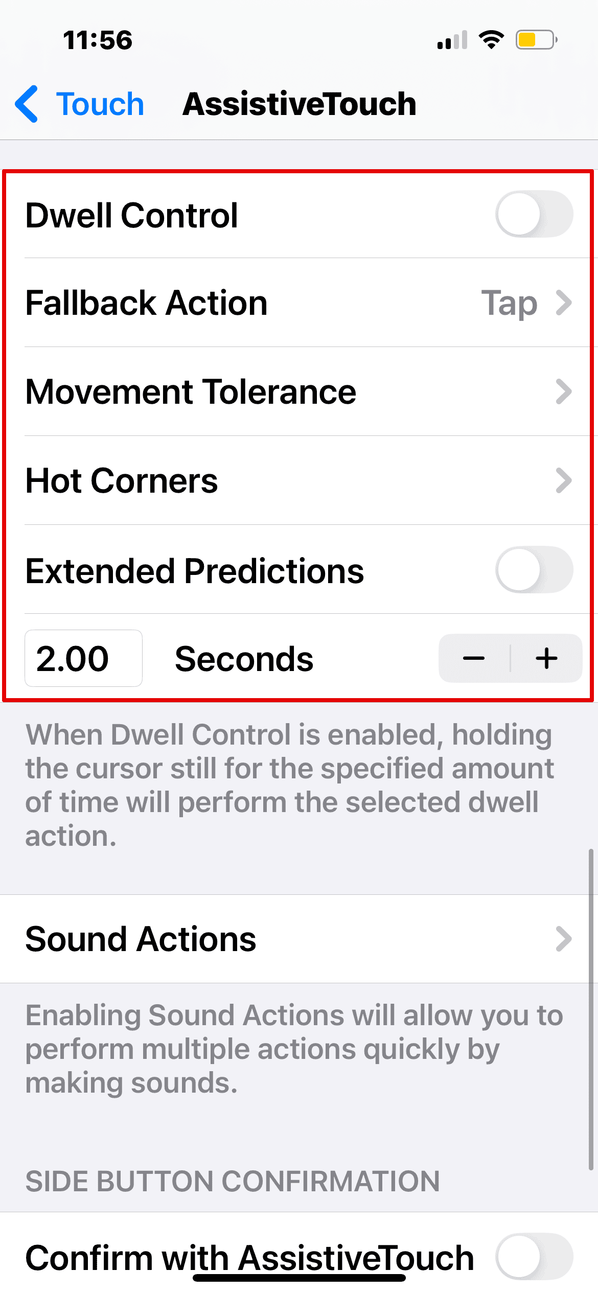 Enable Dwell Control settings