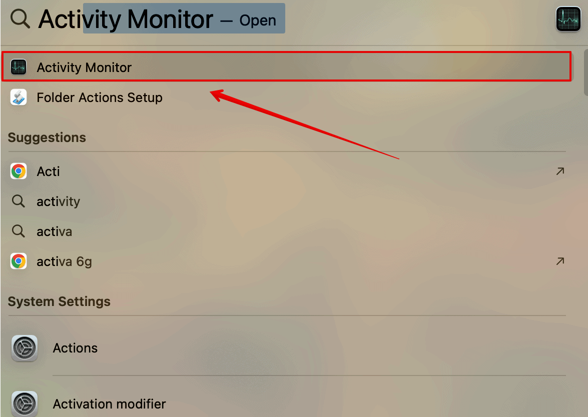 Go to activity monitor