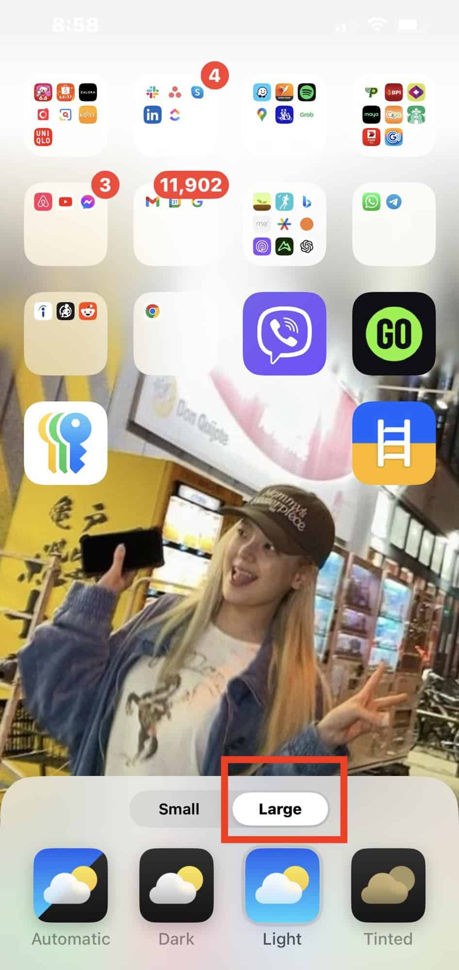 Adjust Large App Icons iOS 18 Customize Home Screen