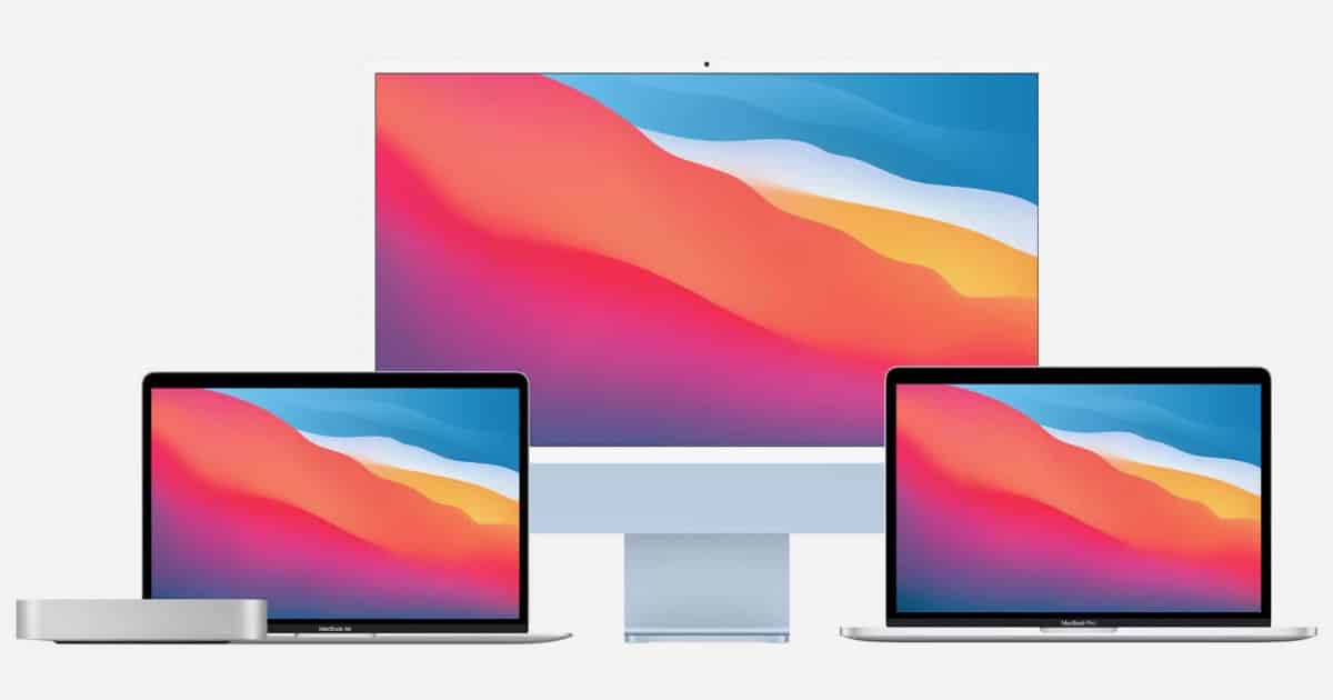 Mac Mini, MacBook Air, iMac and MacBook Pro side by side