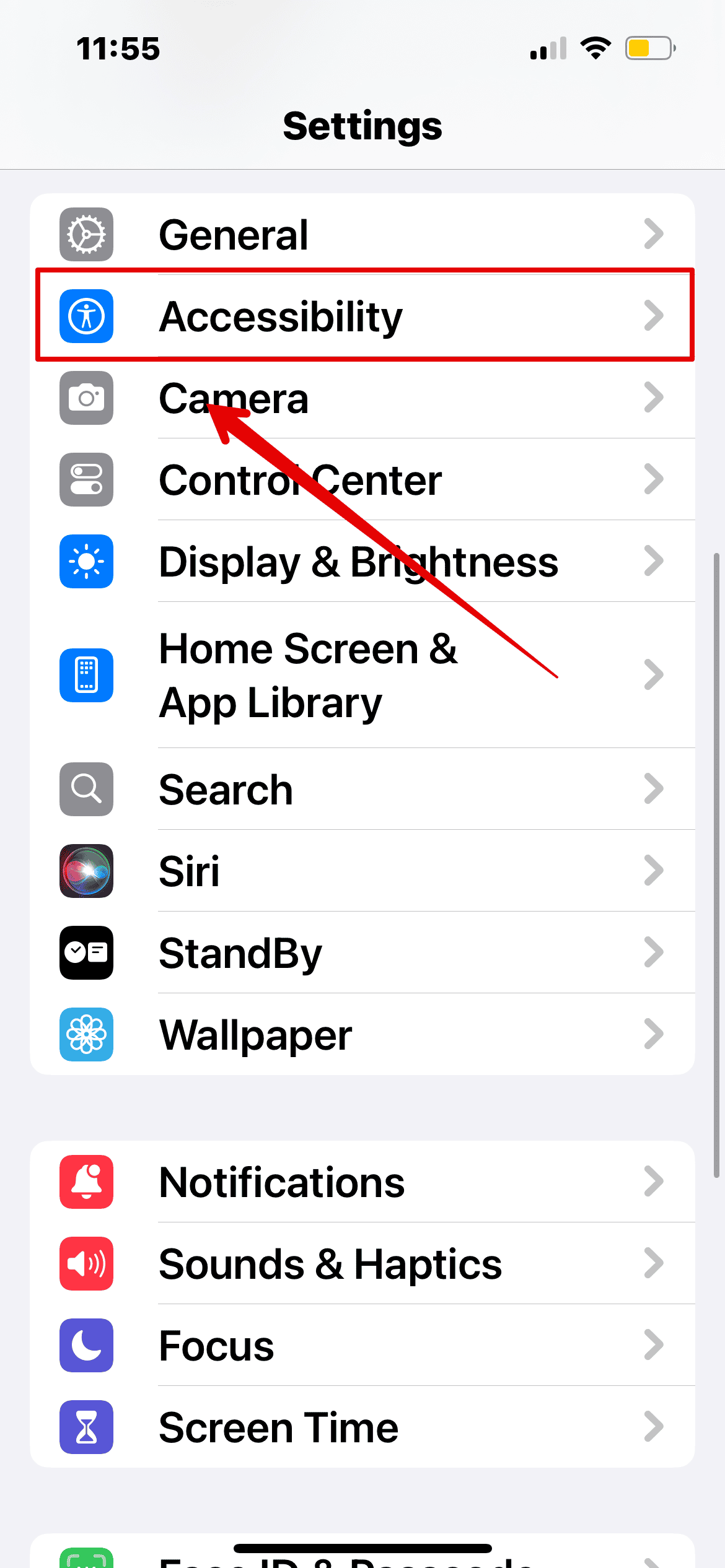 Open Accessibility on iOS 18